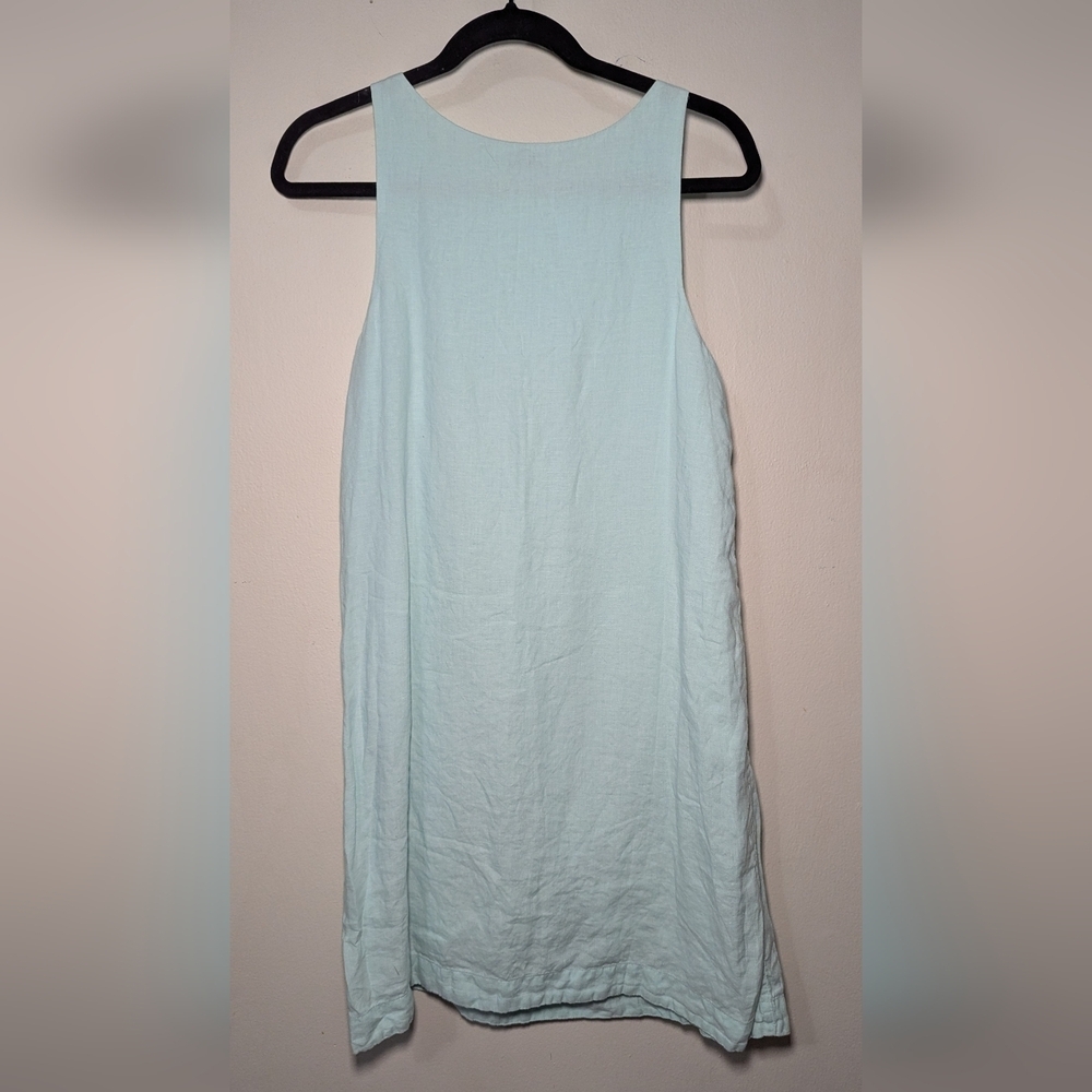 Vineyard Vines Linen Pintuck Cisco Swing Dress Crystal Blue Women's Size 4 - Picture 5 of 5